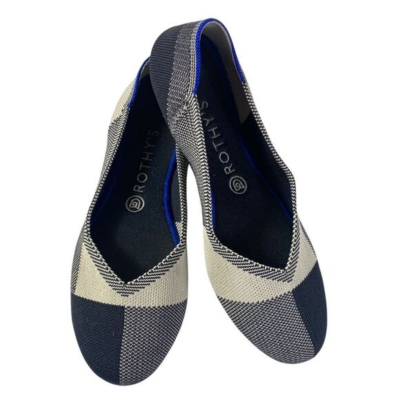 Rothys flats 8.5 black and tan woven fabric comfort shoes - Picture 1 of 8